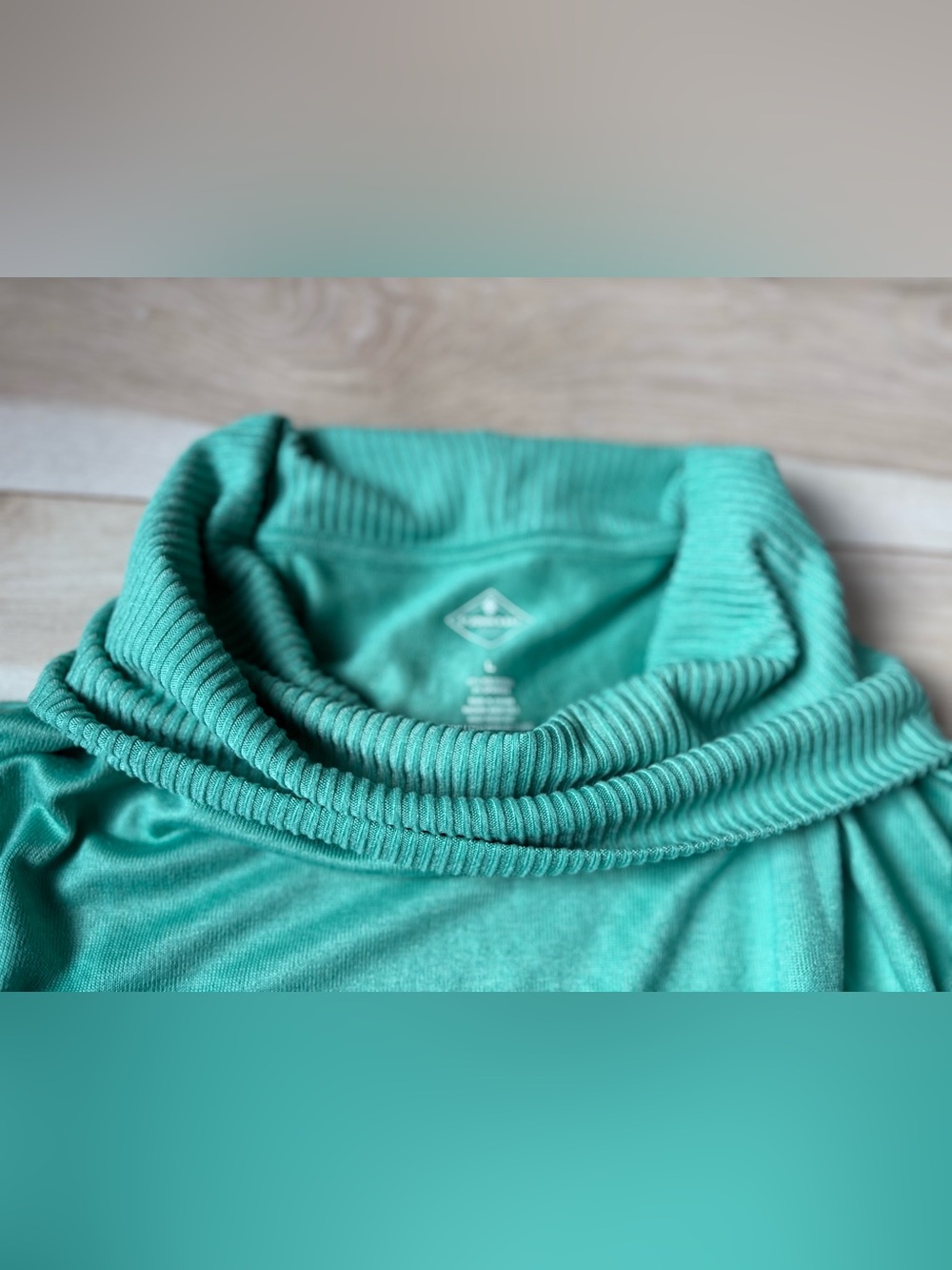 St John’s Bay Sweater Womens Large Green Cowl Neck Soft Knit Pullover Cozy NWT - Picture 3 of 7